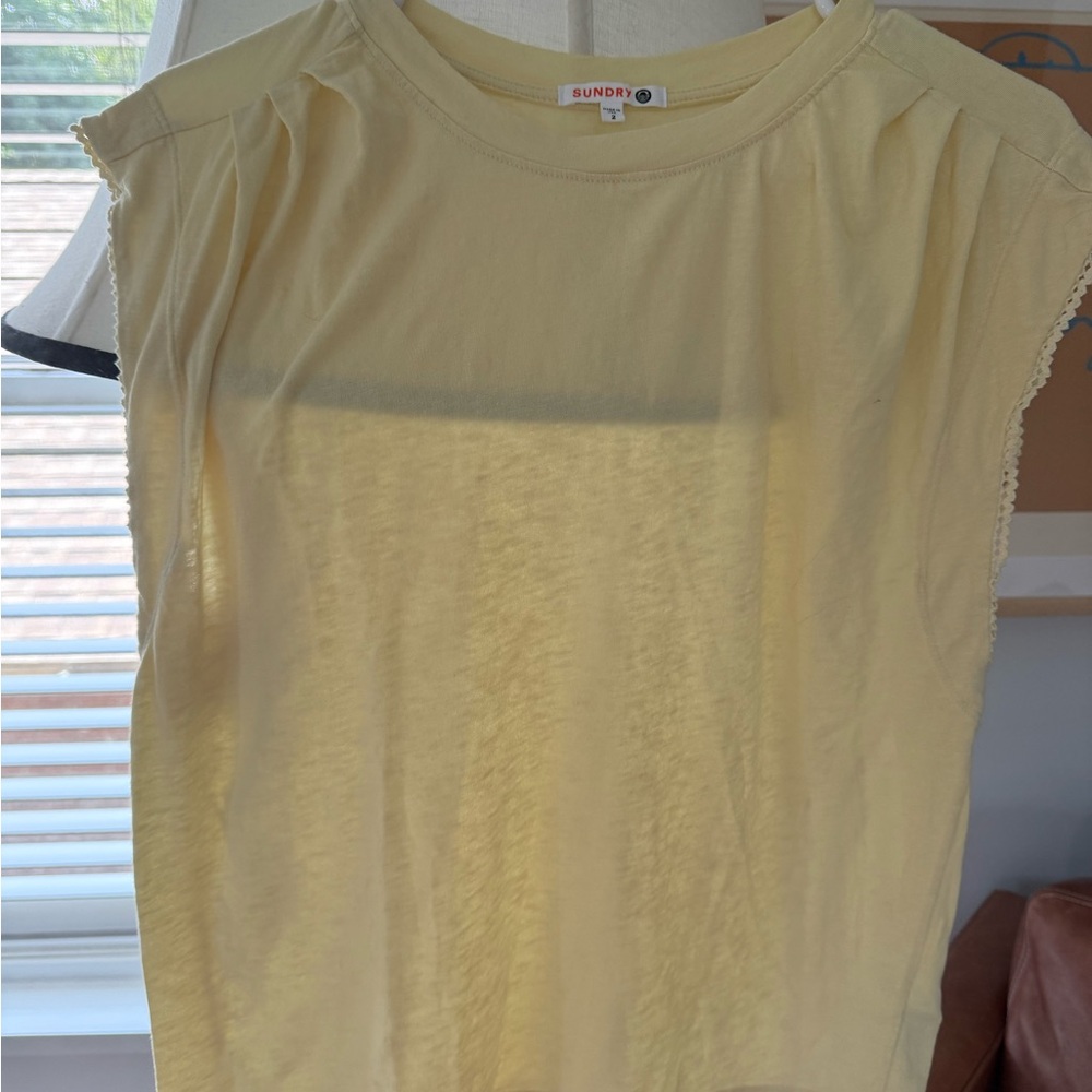 Sundry Yellow Muscle Tee with Crew Neck